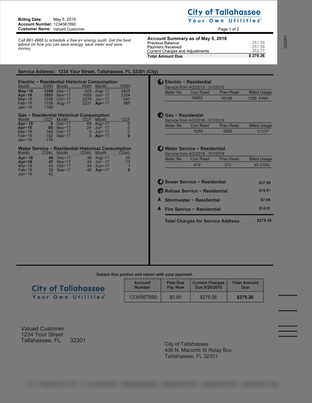 Utility bill Section 1